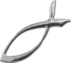 Autocollant ichtus 8cm - relief 3D argenté