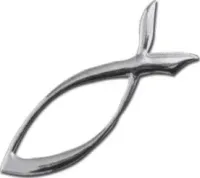 Autocollant ichtus 8cm - relief 3D argenté