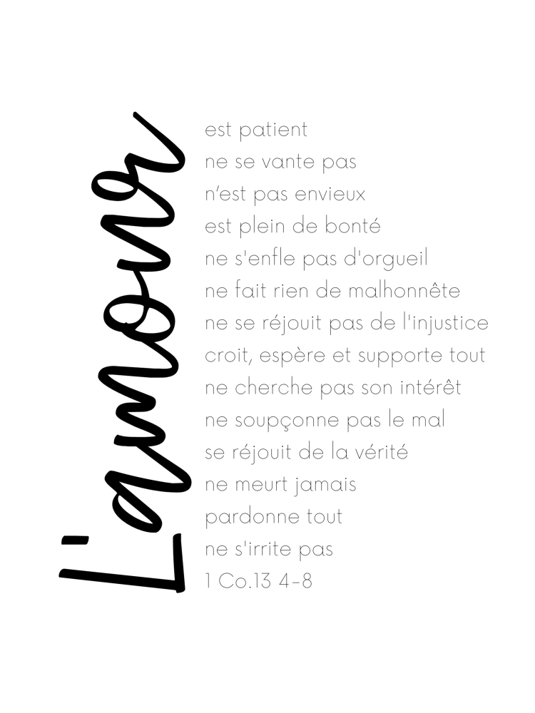 Poster - L'Amour "1Corinthiens 13" - Format 30x40cm
