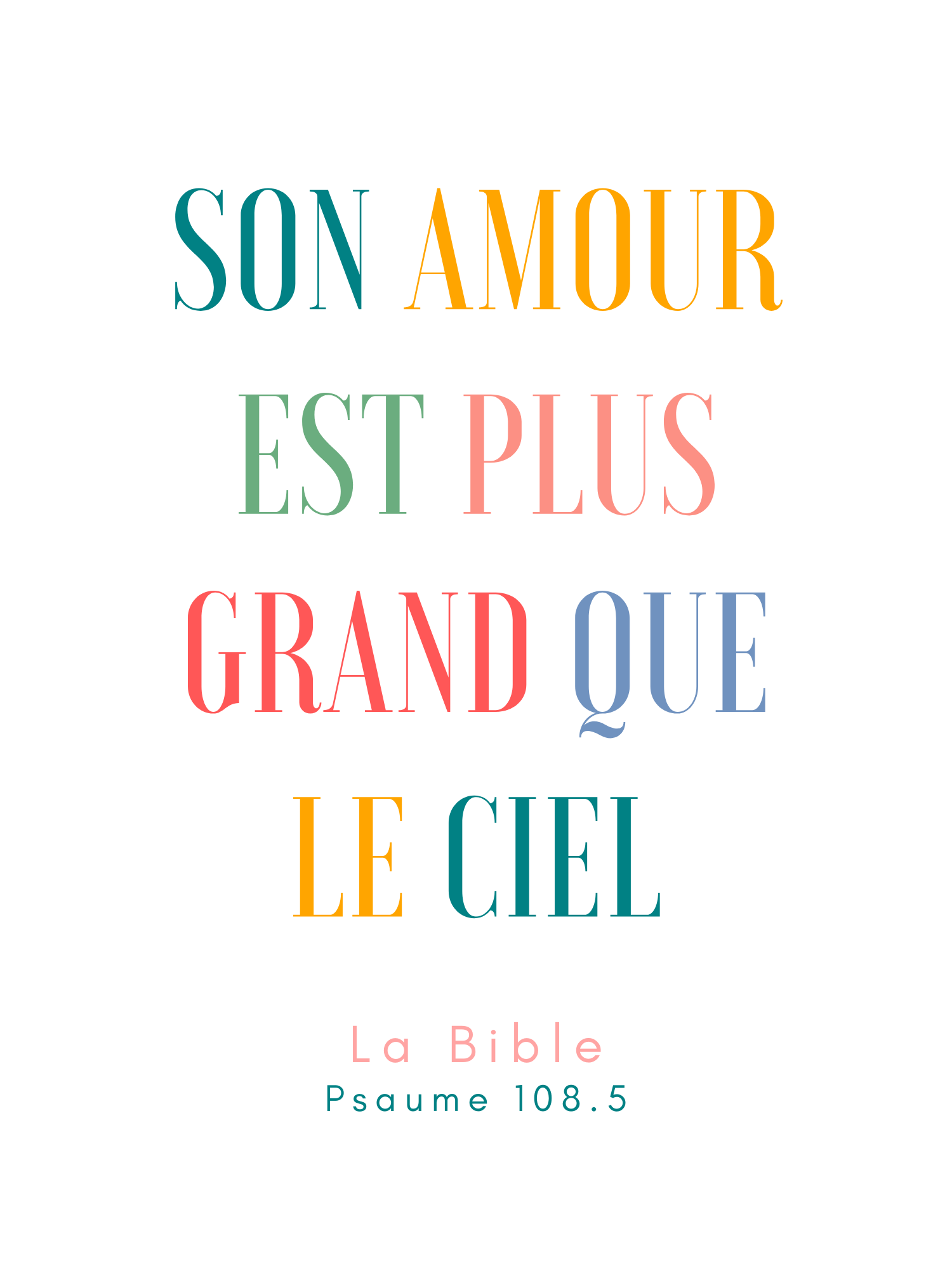Poster - Ciel "Son amour est plus grand" Ps 108.5 - Format A4