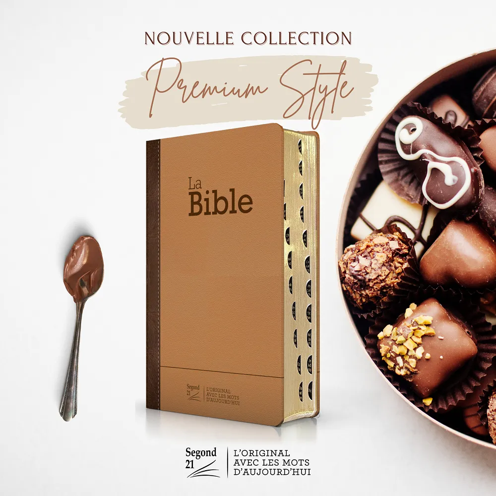 Bible Segond 21 compacte (Premium Style) - couverture semi-rigide duo cuir praliné-chocolat, avec...