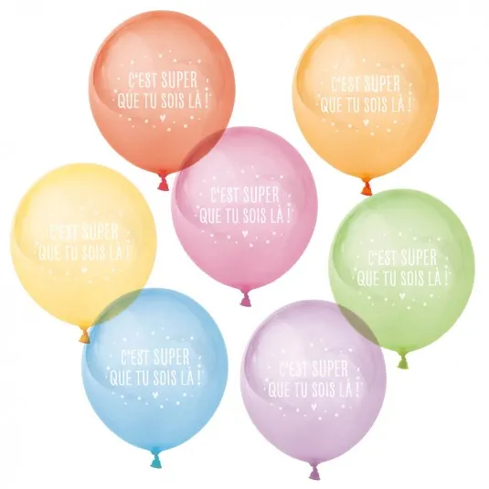 Pack 10 ballons colorés en latex - C'est super que tu sois là !