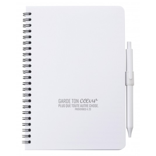 Carnet de notes blanc - Surface antibactérienne et stylo