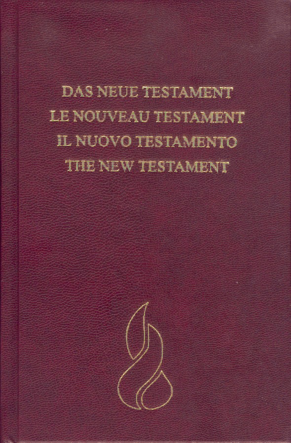 Nouveau testament quadrilingue NEG, allemand/français/italien/anglais - couverture rigide, rouge