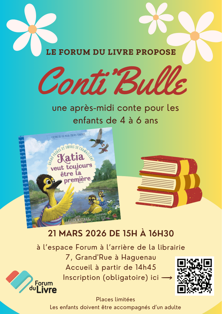   A ne pas manquer: après-midi de conte pour les petits lecteurs de 4 à 6 ans le 21 mars 2026  